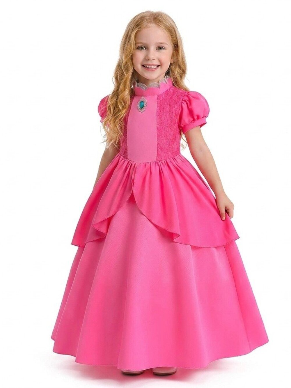 Pink Peach Princess Inspired Dress With Crown Set Girls Party Gown - Picture 3 of 4